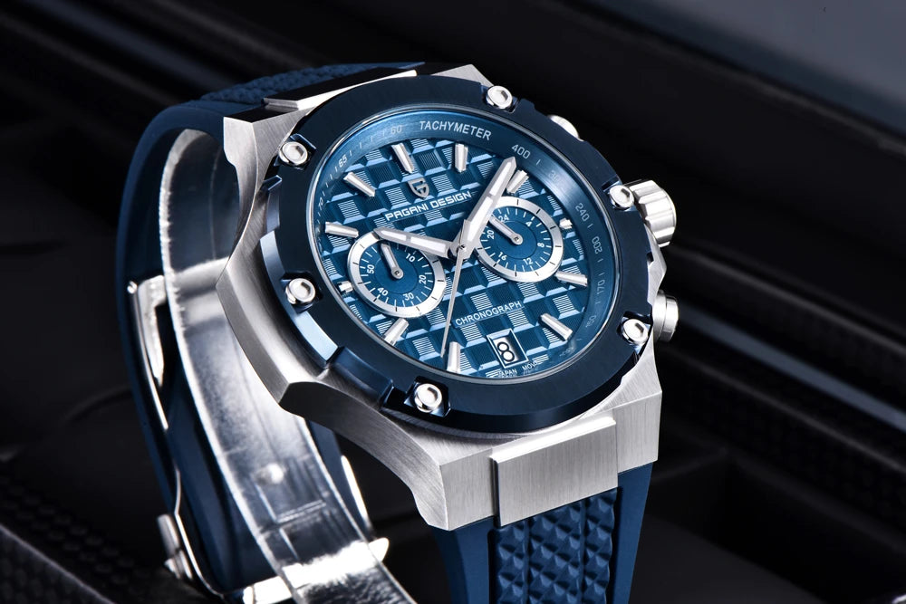 Ceasuri cu cuarț pentru bărbați PAGANI DESIGN – Cronograf sportiv de lux, rezistent la apă, dotat cu ace luminescente și sticlă de safir cu tratament antireflex