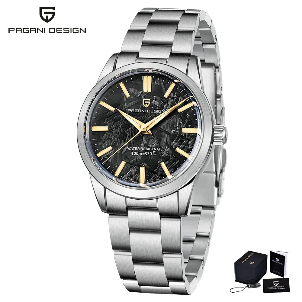 Montre pour homme PAGANI DESIGN 40 mm, mouvement à quartz japonais TMI VH31, style luxe/affaires, verre saphir, acier inoxydable 316L, étanche jusqu'à 100 m
