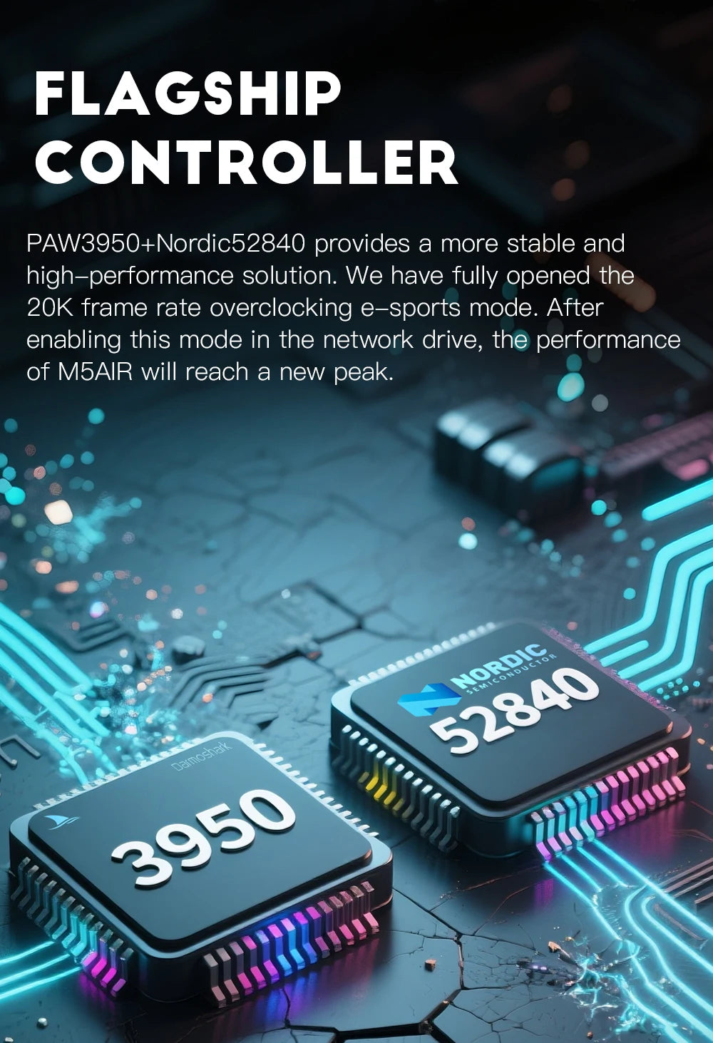 Darmoshark M5Air geschmiedete Carbonfaser kabellose 8K-Gaming-Maus PAW3950 30K DPI für kleine Hände, Finger-Grip, Game-Makro-Maus, leicht