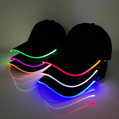 Madinga šviečianti beisbolo kepuraitė su LED apšvietimu, hiphopo stiliaus kepurė barui ir klubui, fluorescencinė kepurė vyrams ir moterims, DJ šokių reikmenys ir kostiumo aksesuaras