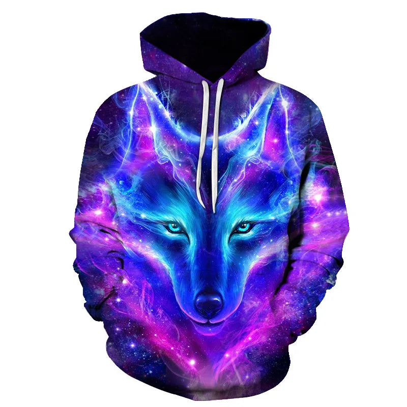 Majice s kapuljačom s 3D printom vuka za muškarce i žene, modne ležerne oversize pulover hoodice, hip-hop Harajuku streetwear
