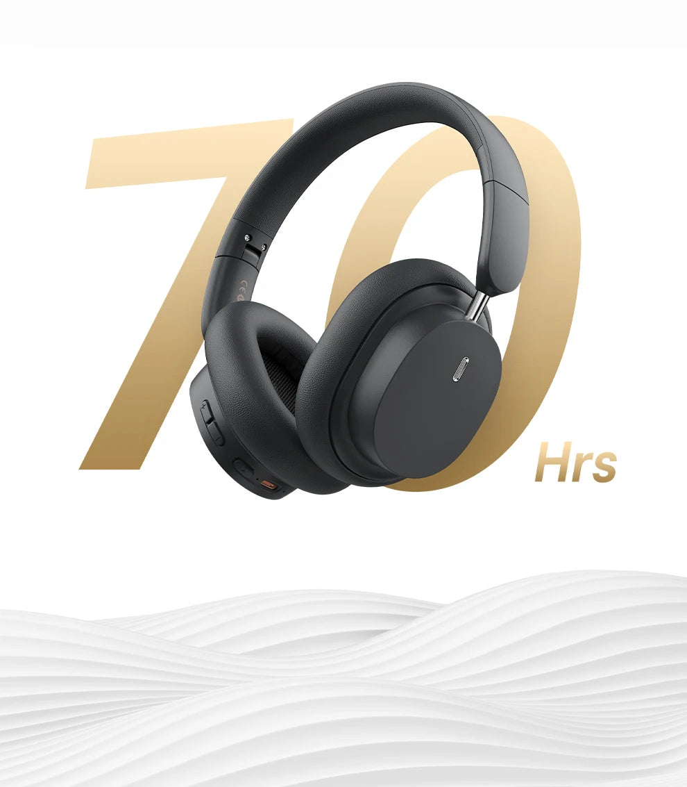 Baseus kabellose Bluetooth 5.3 Over-Ear-Kopfhörer – HiFi-40mm-Treiber, faltbares Headset mit 70H Wiedergabezeit und Spatial Audio