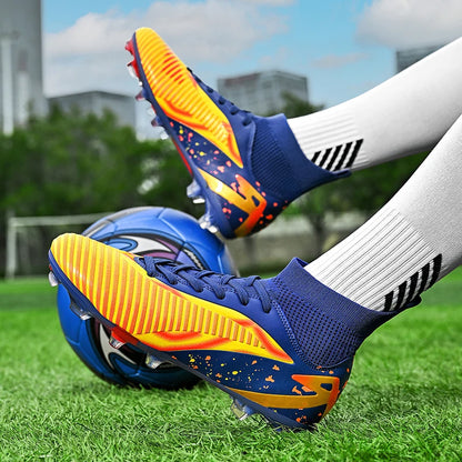Nouvelles chaussures de football pour hommes, chaussures de sport, chaussures de futsal à cheville haute, chaussures de football de haute qualité, antidérapantes pour intérieur et extérieur, ultralégères, antidérapant