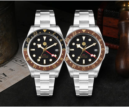 San Martin Root Beer Classic Vintage Luxury Men's Watch 39mm NH34 GMT Automatic Mechanical Watch Sapphire Waterproof 100m SN0109