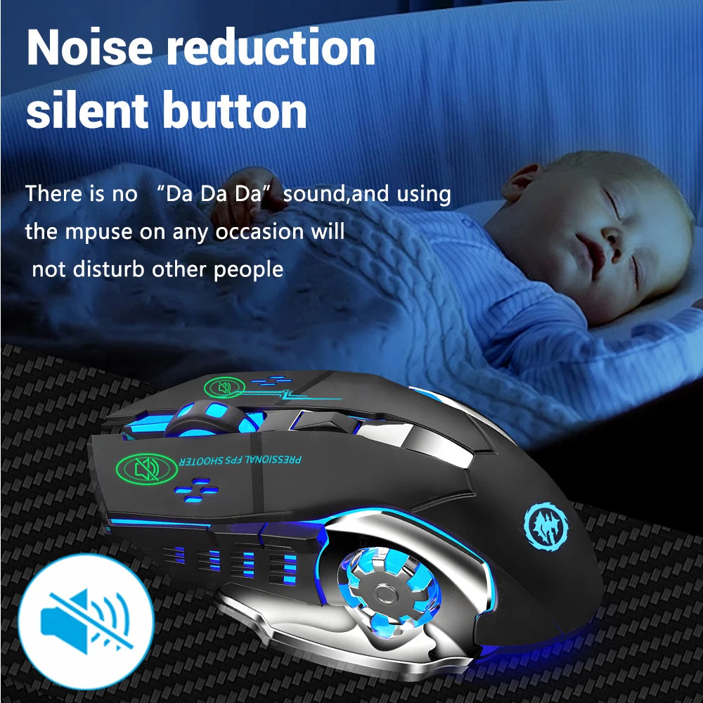 Kabellose Bluetooth-Maus 2.4G USB Mecha Gaming-Maus, wiederaufladbar, leise, mit Hintergrundbeleuchtung, ergonomische Büromaus, Gaming-Zubehör