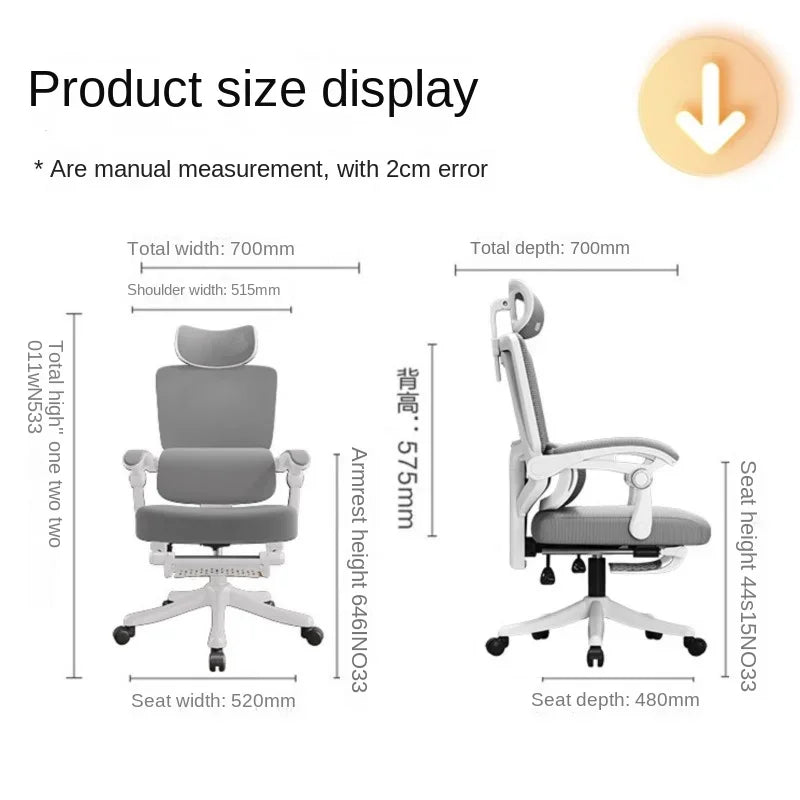 Ergonomiczne siatkowe krzesło biurowe z podparciem lędźwiowym, krzesło komputerowe z wysokim oparciem dla dorosłych, wygodne krzesło do pracy przez długie godziny