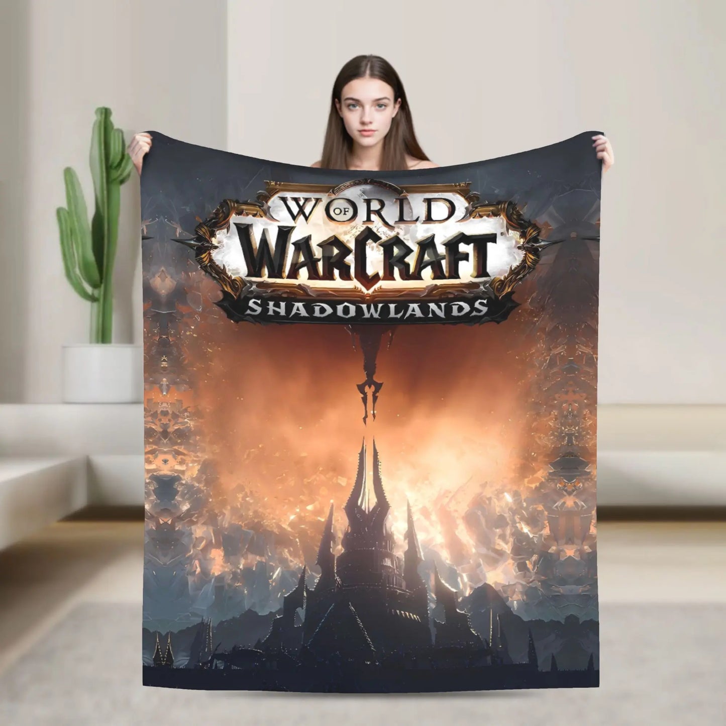WOW World of Warcraft Arthas Retro Game Flannel Blanket  Super Warm Throw Blanket for Bedroom Camping Bedspread Sofa Bed Cover