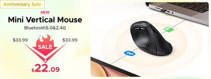 Mouse wireless UGREEN Bluetooth 5.0 ergonomico 4000DPI con 6 pulsanti silenziosi, per MacBook, tablet, laptop, computer e PC, mouse 2.4G