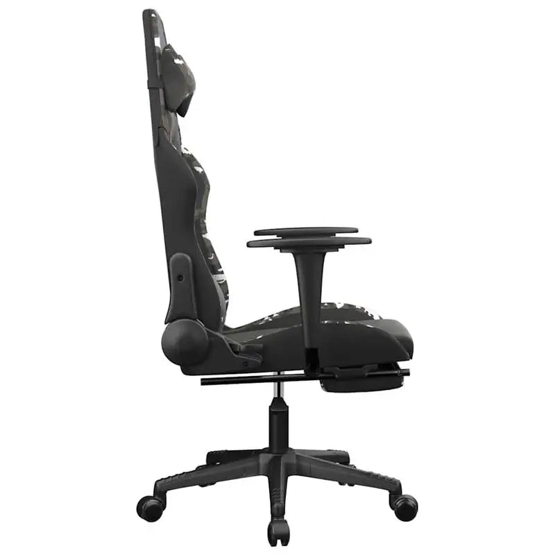 Gaming Chair Massage Footrest Black & Camouflage 67X64X116-127 cm in Imitation Leather, 360 Adjustable Reclining Seat ° Load Capacity 110 kg