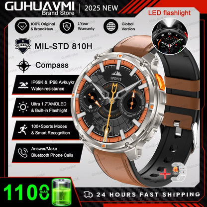 2026 T-Rex 3 Style Smartwatch for Men  1100mAh Battery, GPS, 10ATM Waterproof, Bluetooth Calling & Sports Tracker