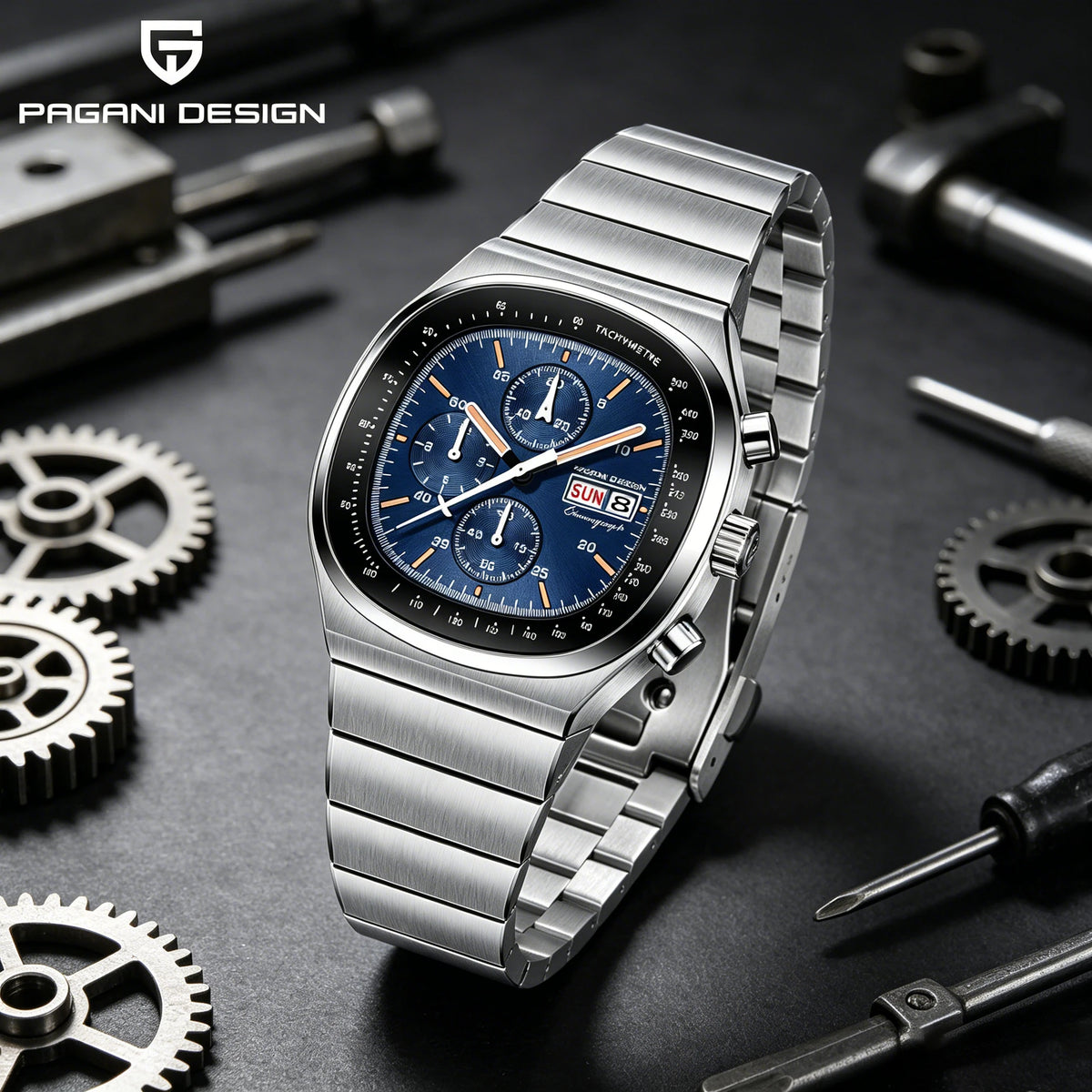 PAGANI DESIGN Új PD1819 férfi kvarc karóra, 40 mm, zafírüveg, rozsdamentes acél, vízálló, világító C3 kronográf reloj hombre