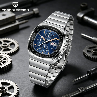 PAGANI DESIGN Új PD1819 férfi kvarc karóra, 40 mm, zafírüveg, rozsdamentes acél, vízálló, világító C3 kronográf reloj hombre