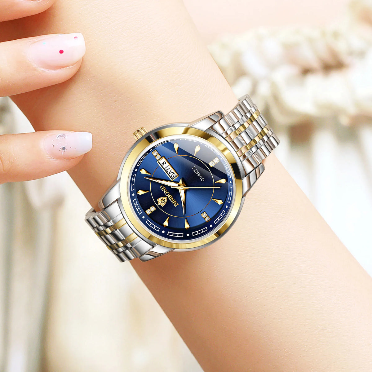 Genuine BINBOND luxury quartz watches for women – Water-resistant and luminous model – Gift idea (gift box included)