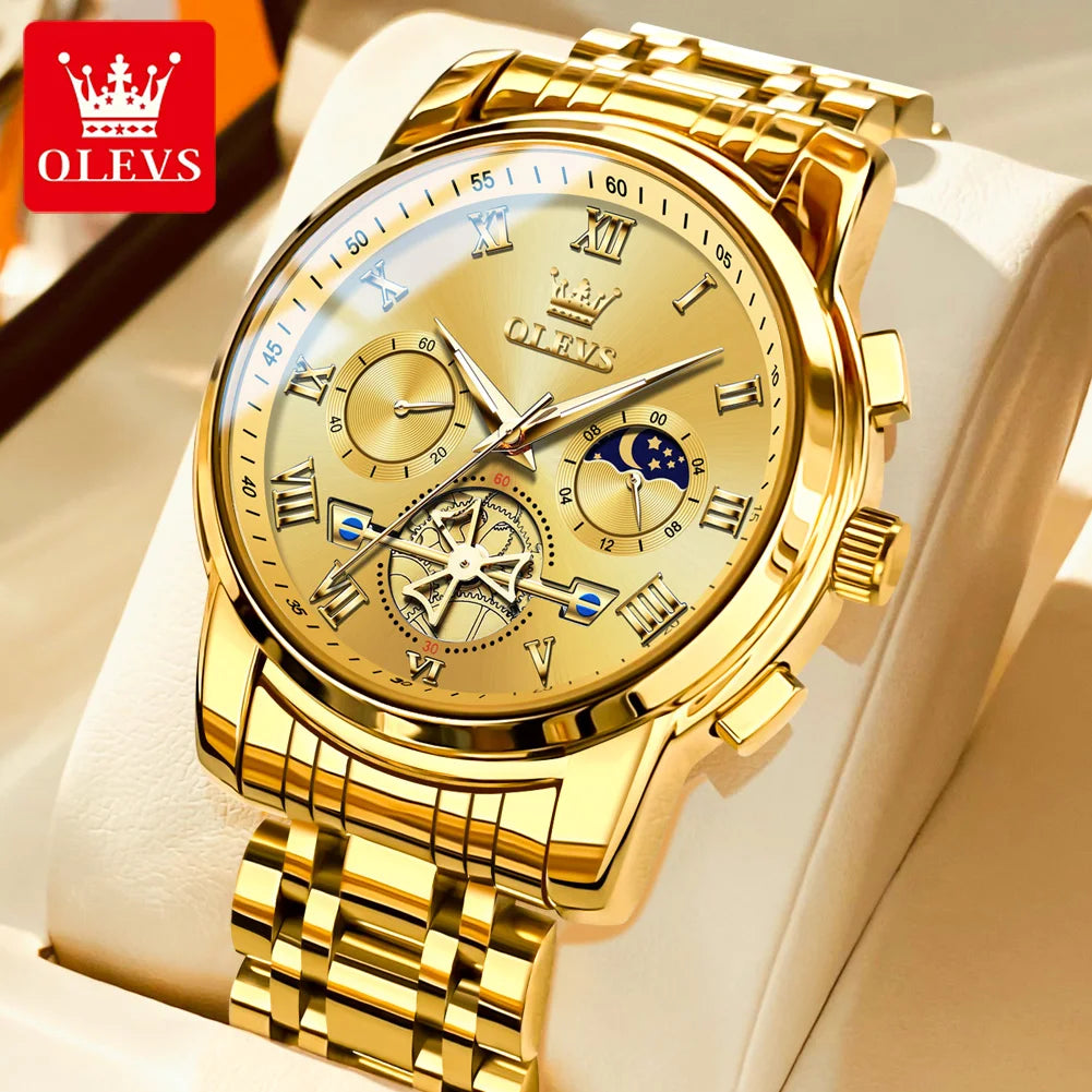 OLEVS 2859 Men’s Watch – A classic and luxurious model with Roman numerals, multifunctional, water-resistant, luminescent dial and high-quality quartz movement.