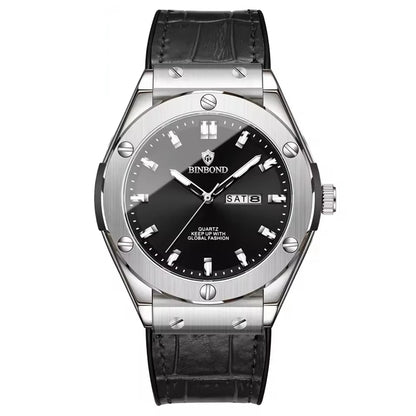 Montre pour homme, style décontracté, bracelet en cuir, modèle automatique ou à quartz, accessoire de luxe, idée cadeau idéale, montre-bracelet tendance.