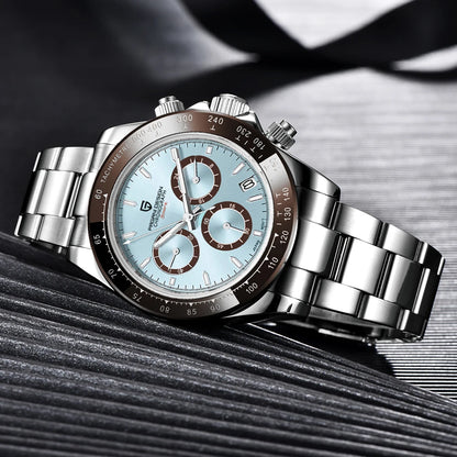 PAGANI DESIGN men’s chronograph watch – Luxury quartz wristwatch, luminous and water-resistant.