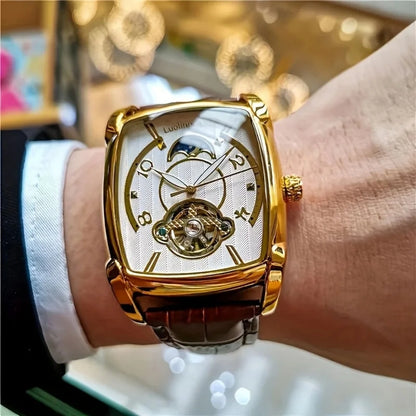 [Luxury mechanical tourbillon watch] Lightweight luxury mechanical tourbillon watch for men – High-end, fully automatic model in a trendy ‘skeleton’ style, ideal for a professional outfit o