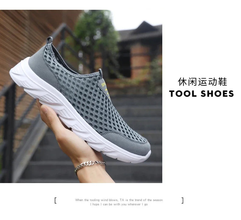 YRZL Lightweight Men Casual Shoes Breathable Slip on Male Casual Sneakers Anti-slip Men's Flats Outdoor Walking Shoes Size 39-46