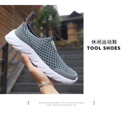 YRZL Lightweight Men Casual Shoes Breathable Slip on Male Casual Sneakers Anti-slip Men's Flats Outdoor Walking Shoes Size 39-46