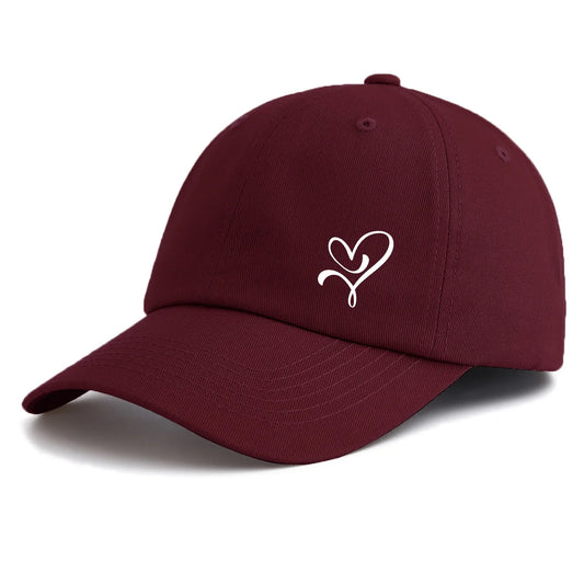1pc HEART Print Baseball Cap for Adults,Minimalist Retro Style Casual Soft Adjustable Dad Hat,Perfect As Gift