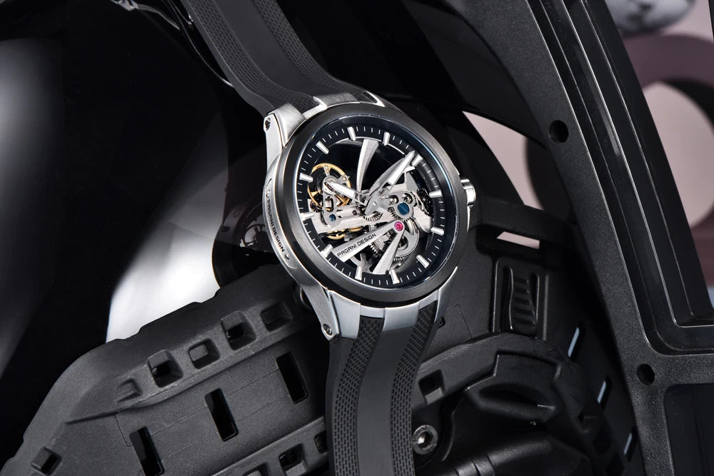 Herrenuhr PAGANI DESIGN – Mechanisches Automatik-Luxusmodell, durchbrochenes Zifferblatt, Saphirglas mit Antireflexbeschichtung, wasserdicht, leuchtende Zeiger – Geschenkidee für Herren