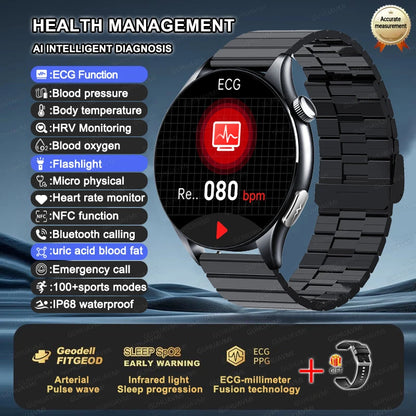 2025 Health Smartwatch for Xiaomi & Huawei ECG + PPG, Blood Pressure, SpO2, Body Analysis, Bluetooth Calling & NFC