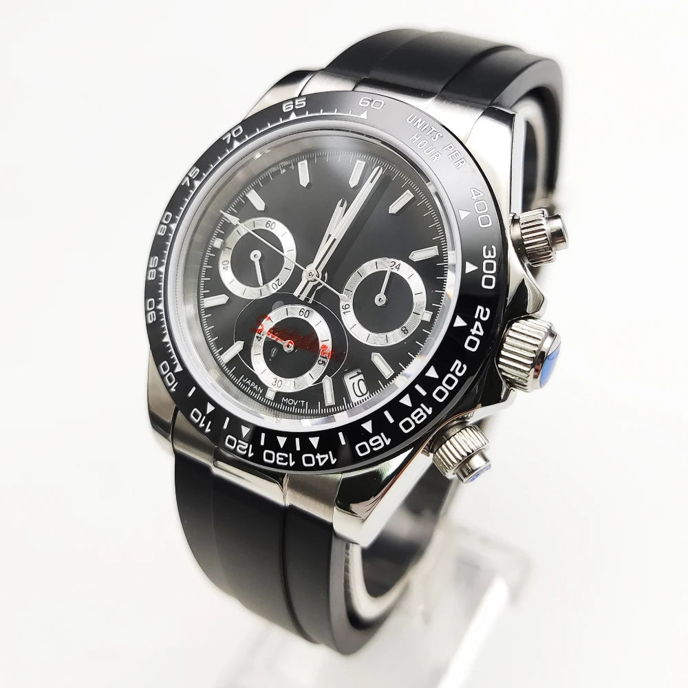 20 color Business 39mm Quartz Watch Men's Timing Sapphire Crystal VK63 Movement Calendar Luminous Blue Dial Stainless Steel Stra