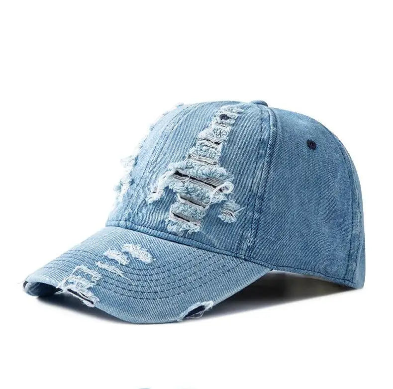 Gorra de béisbol de denim lavado para mujer y hombre, con visera, transpirable, para primavera y verano, gorra vintage con cierre a presión para mujer