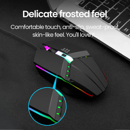 RGB Wired BackLight Mute USB Mice USB Wired Gaming Mouse for Desktop PC Notebook Computer Home Office LED Luminous 1600DPI