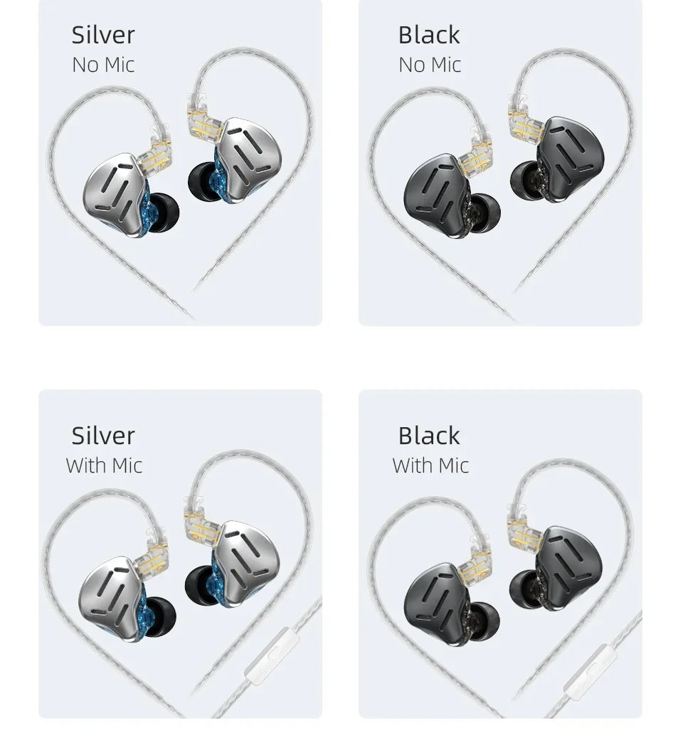 KZ ZAX 7BA+1DD Hybrid In-Ear Earphones – 16 Drivers HiFi Wired IEM Earbuds with Detachable Cable & Microphone
