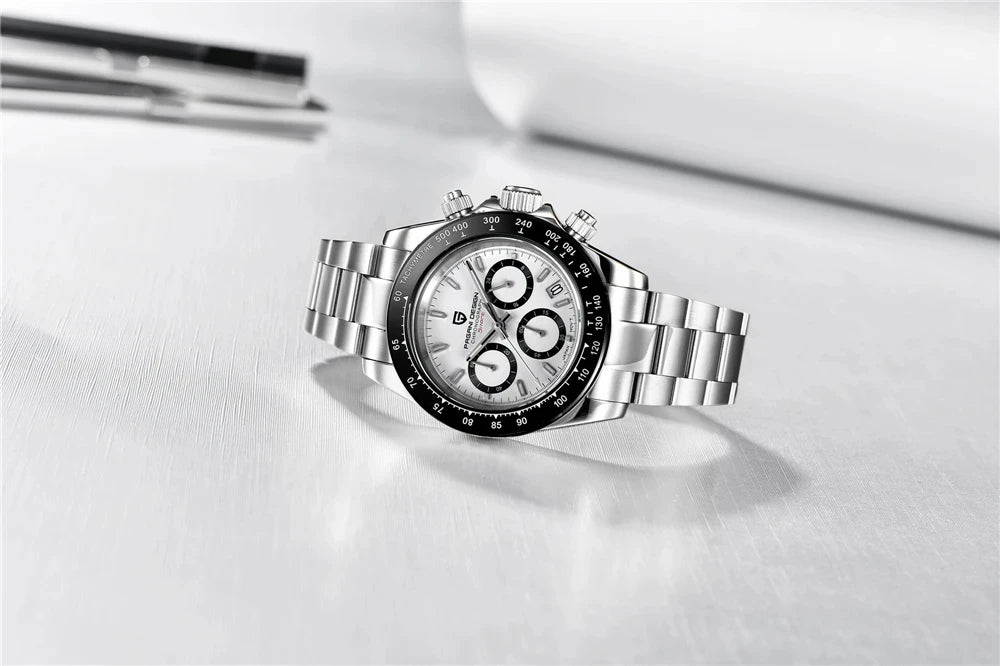 PAGANI DESIGN men’s chronograph watch – Luxury quartz wristwatch, luminous and water-resistant.