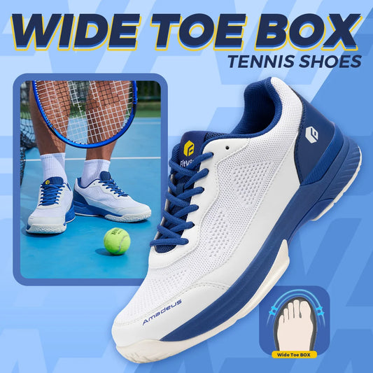 FitVille Pofessional Tennis Shoes for Mens  Soprt Shoes Training Sneakers Anti-Slip Sweat Absorbent Swollen Feet Arch Support
