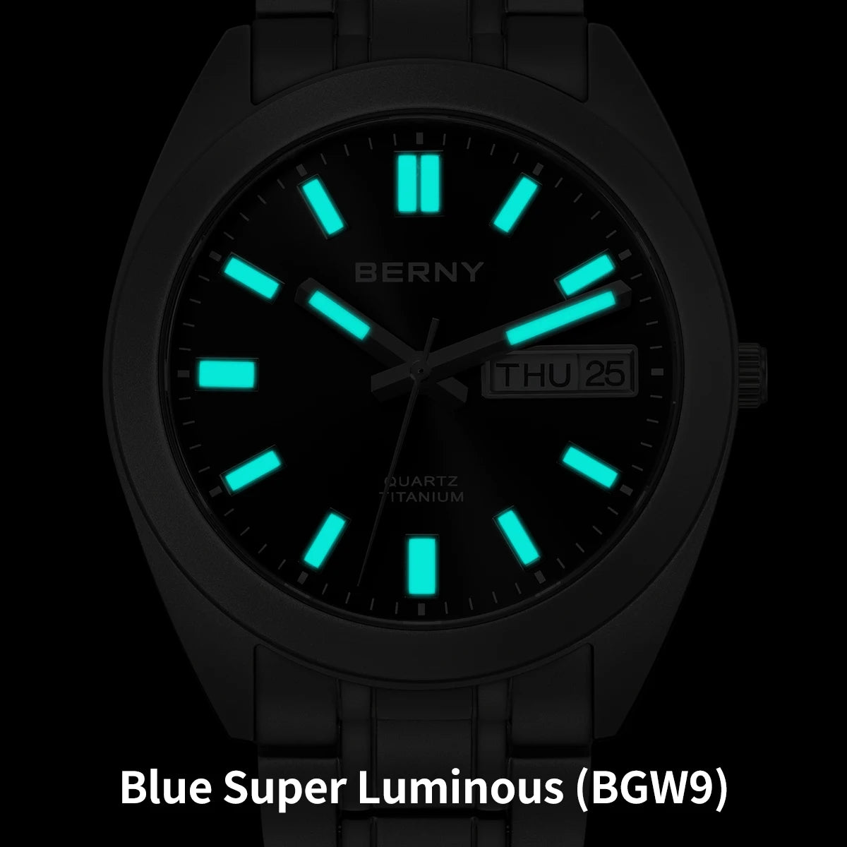 BERNY Titanium Watch for Men Super Light Weight Wristwatch Super Luminous Sapphire 10ATM Waterproof Sport Field Quartz Watches
