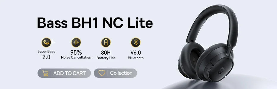 Baseus kabellose Bluetooth 5.3 Over-Ear-Kopfhörer – HiFi-40mm-Treiber, faltbares Headset mit 70H Wiedergabezeit und Spatial Audio