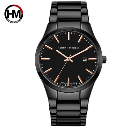 Hannah Martin herreur, rustfrit stålhus, kvartsurværk, urskive på 41 mm, professionelt design, med kalenderfunktion (imitation)