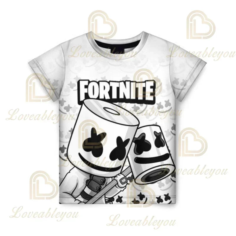 T-shirt 3D Battle Royale Fortnite — T-shirts para Homem e Mulher, Rapazes e Raparigas, Tops Cartoon Victory, Roupa Teen, Crianças, Herói de Jogo, T-shirts e Tops