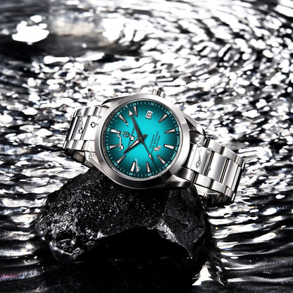Luxe herenhorloge van PAGANI DESIGN – Mechanisch automatisch model (kaliber 8215), van roestvrij staal, waterdicht, met datumweergave en lichtgevende wijzers