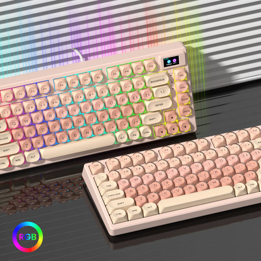 Womier S-K80 Keyboard Liquid 75% Hot Swap Keyboard with Color OLED Display Mechanical Gaming Keyboard Gasket Mount RGB for Windows