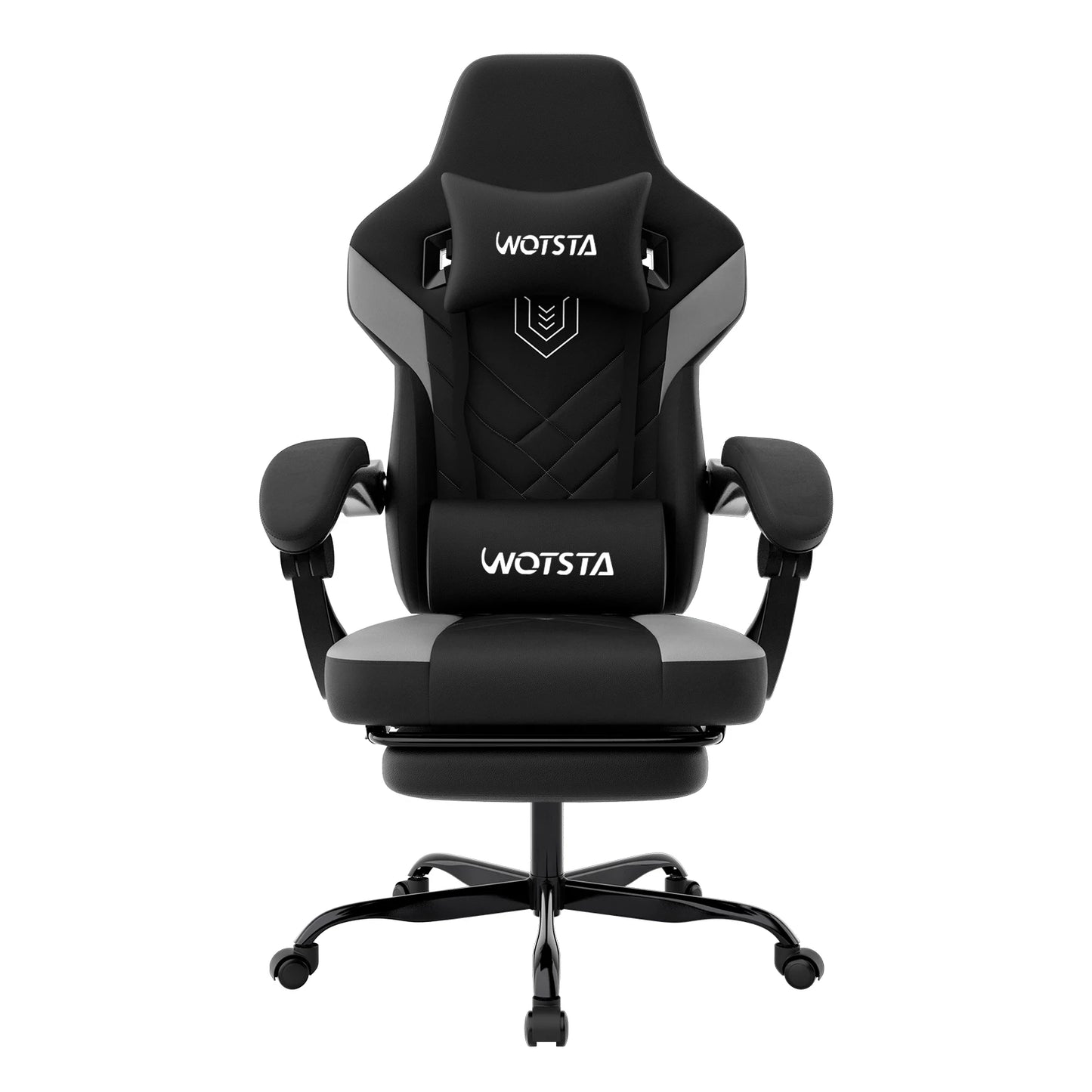 Gaming-Stuhl mit Fußstütze, ergonomischer Gamer-Stuhl mit Lendenkissen und Kopfstütze, höhenverstellbarer Computerstuhl