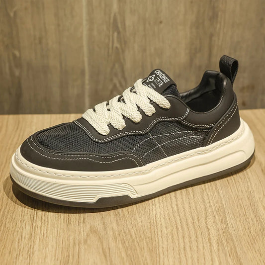 Ultraleichte atmungsaktive Mesh-Sneaker für Herren 2025 – modische Freizeitschuhe mit dicker Sohle, komfortable Schnür-Trainer für tägliche Spaziergänge