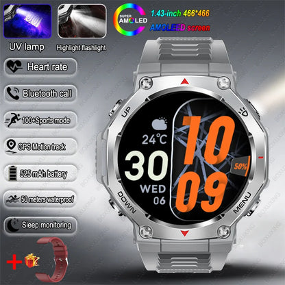 T-Rex 3 Military Smartwatch for Men  GPS Sports Tracker, 5ATM Waterproof, Heart Rate Monitor & Bluetooth Calling