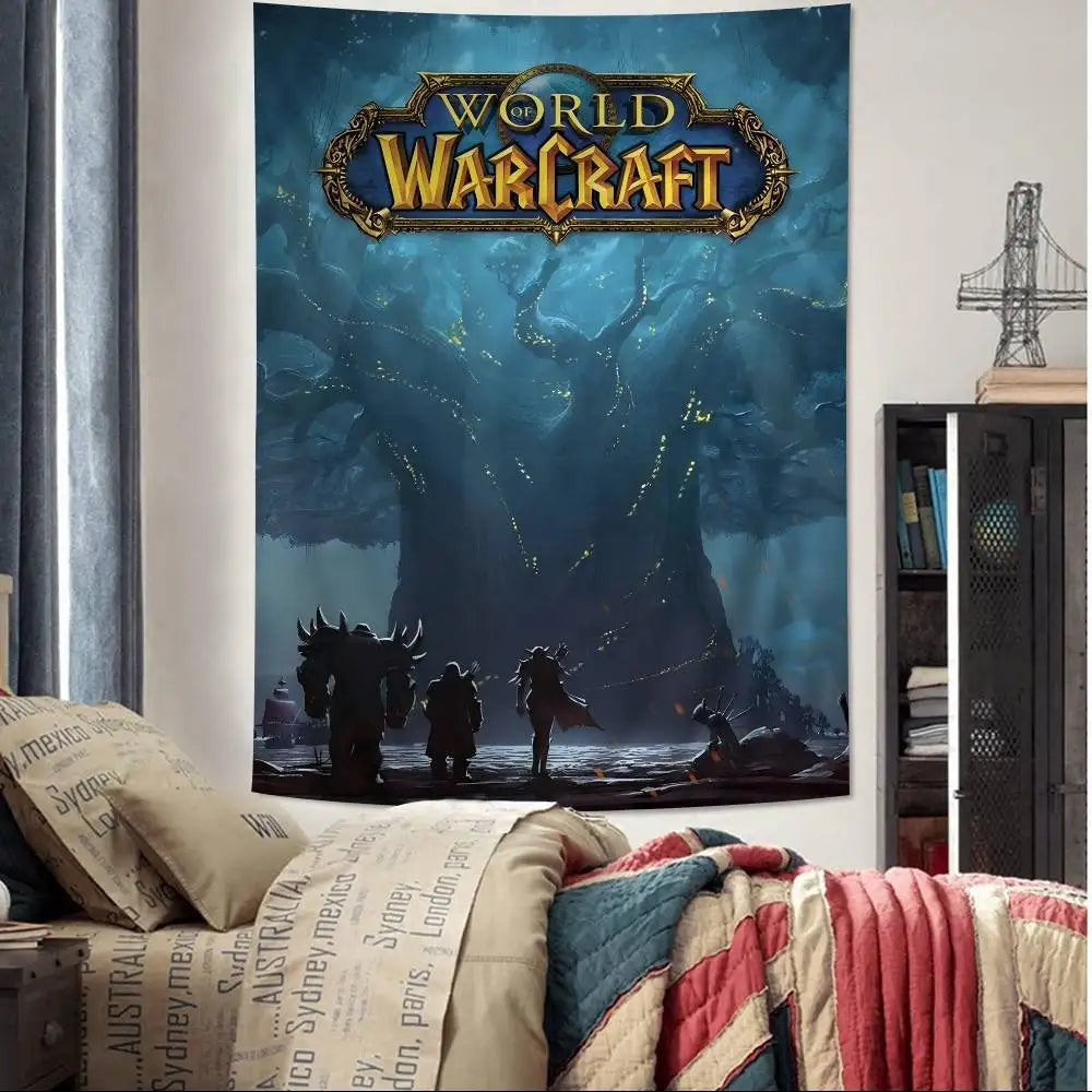 Vruća igra World of Warcraft, veliki zidni tapiserija s printom, jeftini hipi zidni ukrasi, boemski zidni tapiserije, mandala, kućni dekor