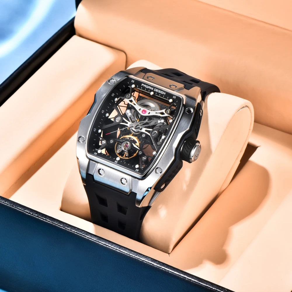 PAGANI DESIGN 42 mm-es új Alien modell, átlátszó hátlapos, átlátszó szerkezetű luxus férfi karóra, zafírüveges, automata férfi karóra