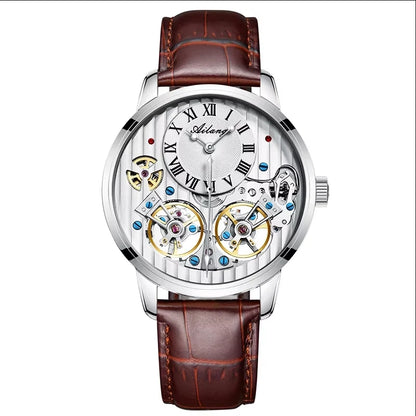 AILANG watch men's advanced expensive automatic mechanical watch Rome double tourbillon waterproof watch.