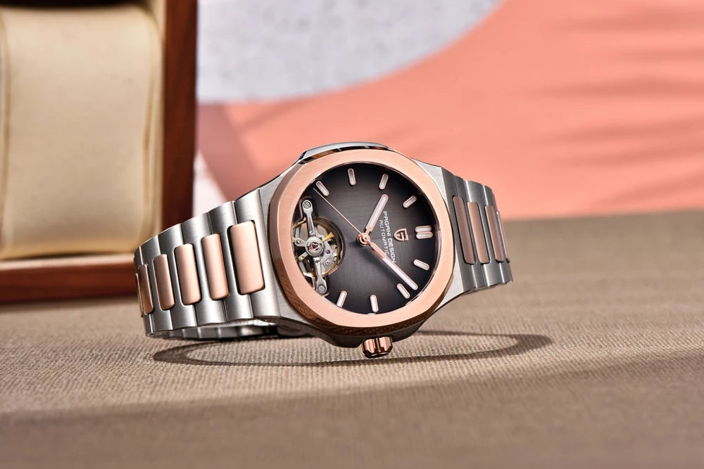 2025 New PAGANI DESIGN Rose Gold Men's Watches Tourbillon Mechanical Wristwatches Luxury Automatic Watch Men AR Sapphire Mirror