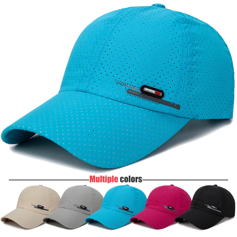 Summer New Breathable Perforated Quick-Drying Hat For Men Fishing Sun Protection Baseball Cap Cycling Travel Sports Hat