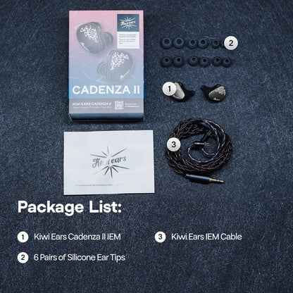 Linsoul Kiwi Ears Cadenza II IEM 10mm Titanium Dynamic Driver HiFi Earphones with KARS 2.0 & Detachable Cable