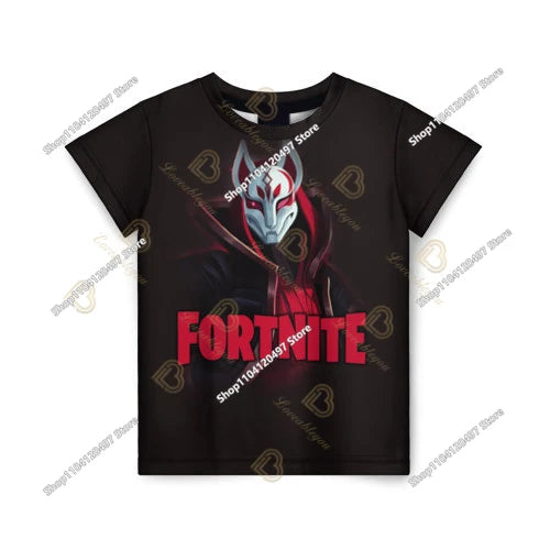 Лятна модна детска тениска с Fortnite талисман и 3D принт, ежедневна T-shirt за момчета и момичета, унисекс детско облекло, горнище