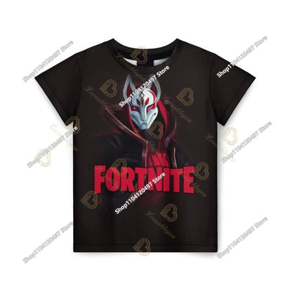 Лятна модна детска тениска с Fortnite талисман и 3D принт, ежедневна T-shirt за момчета и момичета, унисекс детско облекло, горнище