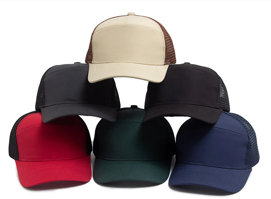 Vasaros 7-panelė beisbolo kepurė, mados hip-hopo tinklinės kepurės vyrams, „Trucker“ kepurė su snapback užsegimu, moterims, unisex, naujas madingas prekės ženklas
